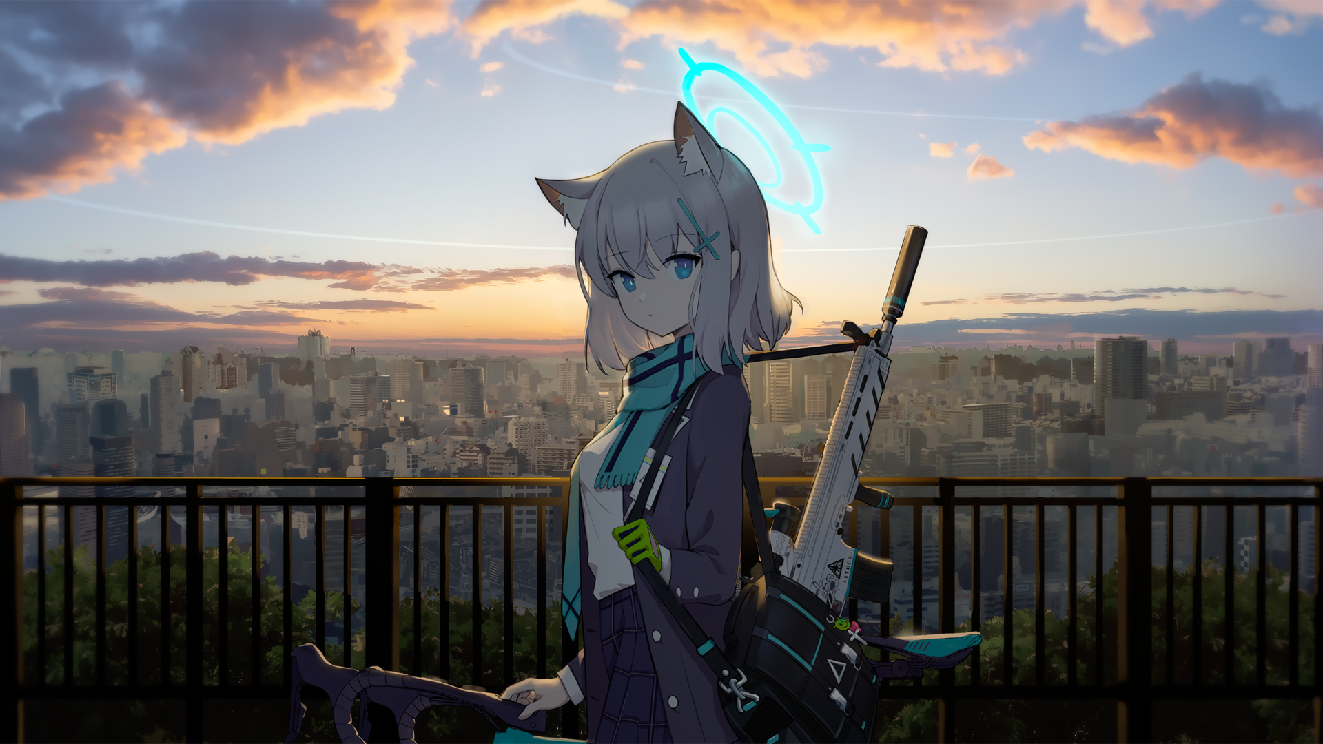['碧蓝档案 砂狼白子 壁纸 兽耳少女 二次元插画 高清美图']