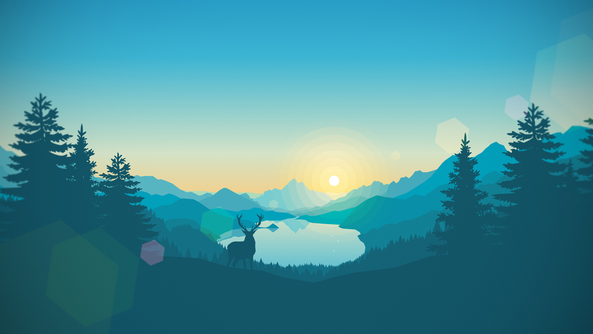 ['日出 极简风景 壁纸创意 手绘山水']