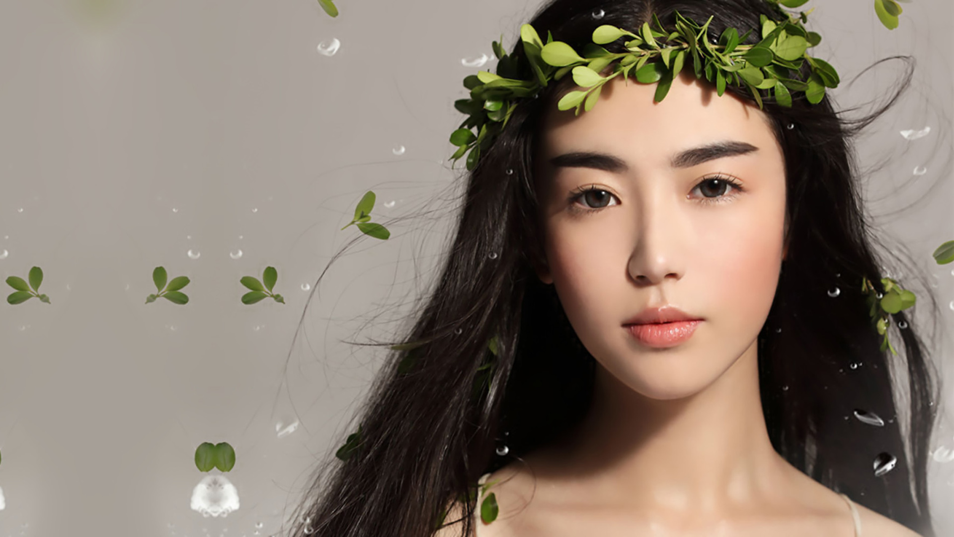 ['张辛苑复古写真桌面壁纸 4K超清 唯美意境 绿色叶子']