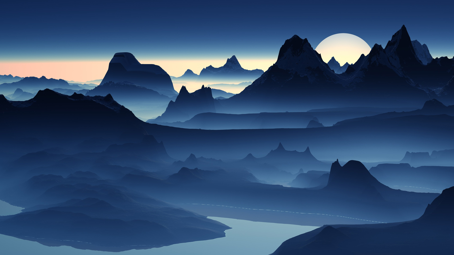 ['山峰 云雾 PS绘画 风景壁纸 高清桌面']