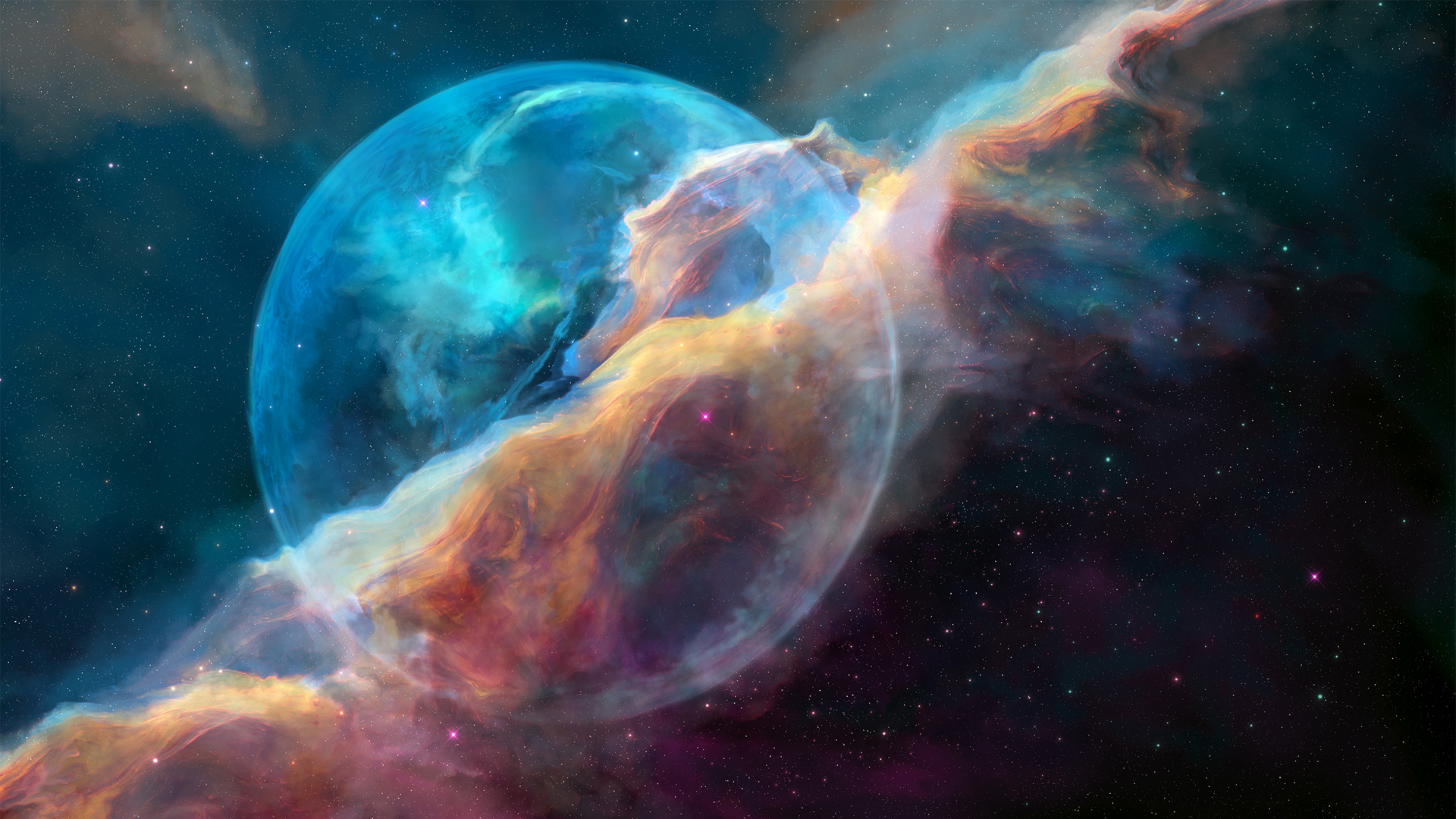 ['神秘宇宙星云 高清3D渲染 星空星球梦幻壁纸']