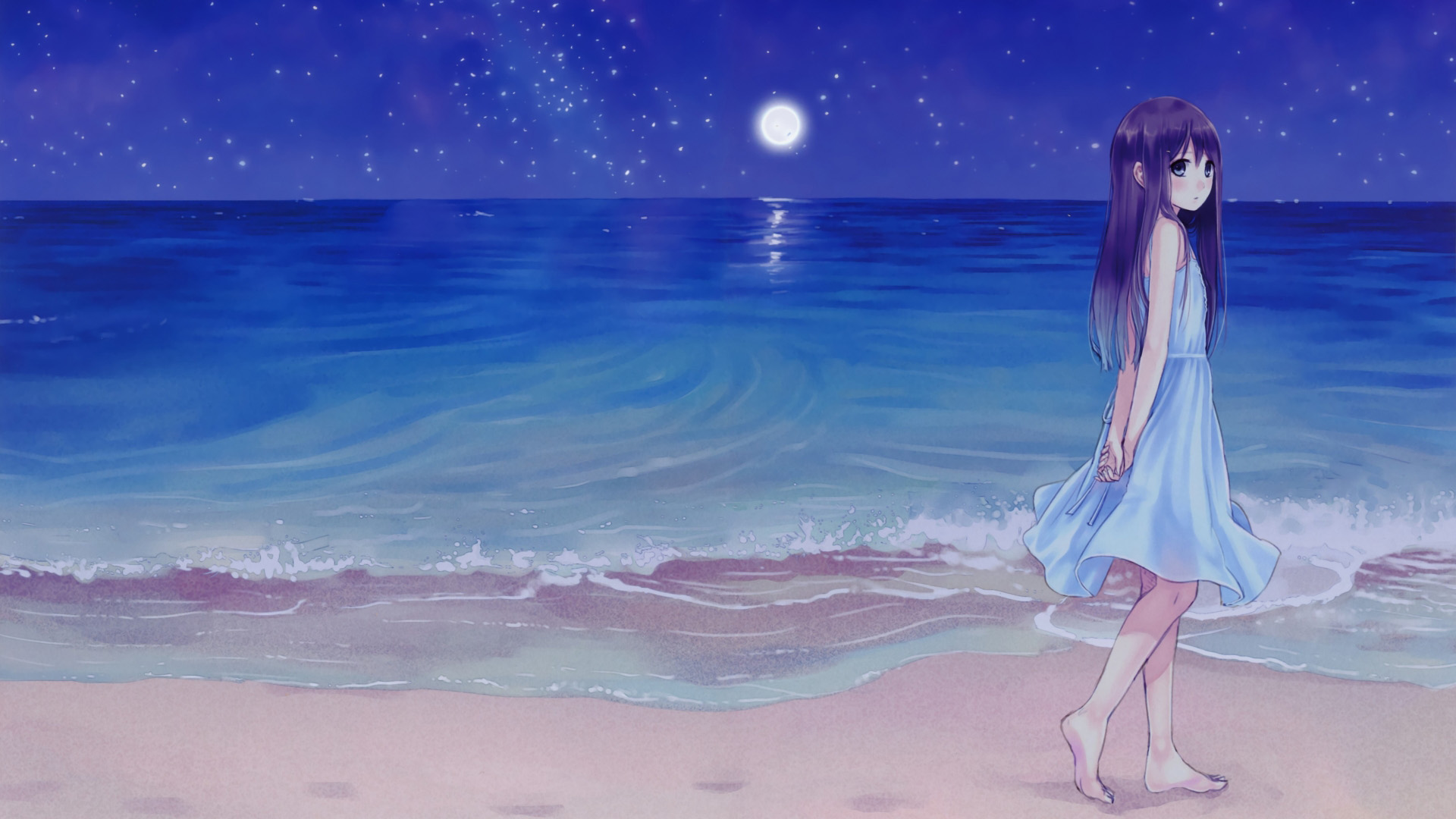 ['海滩 高清 4K 萌少女 桌面壁纸 泳装 动漫 阳光沙滩']