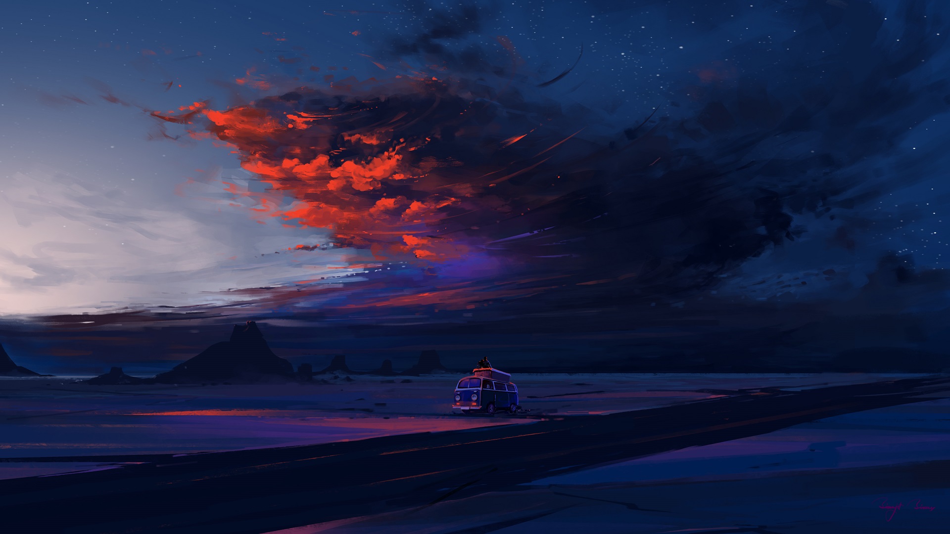 ['夜空 浪漫 海滩 星空 壁纸']