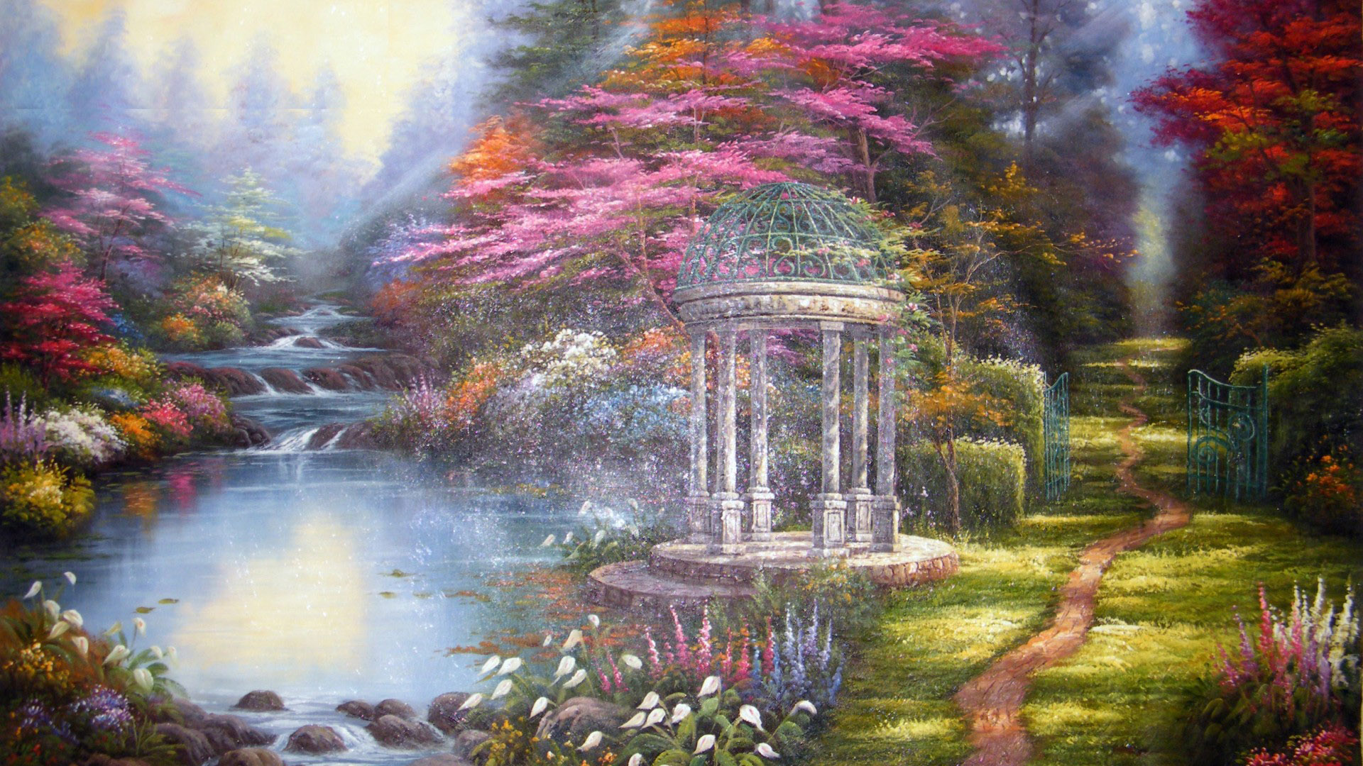 ['Thomas Kinkade托马斯金凯德风景画 唯美意境壁纸']