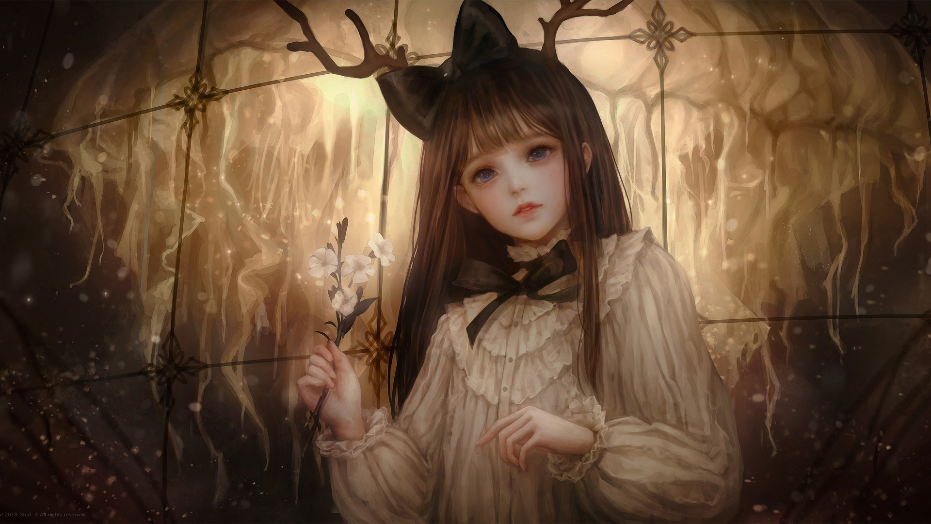 ['花园少女暗黑风迷幻艺术壁纸唯美意境']