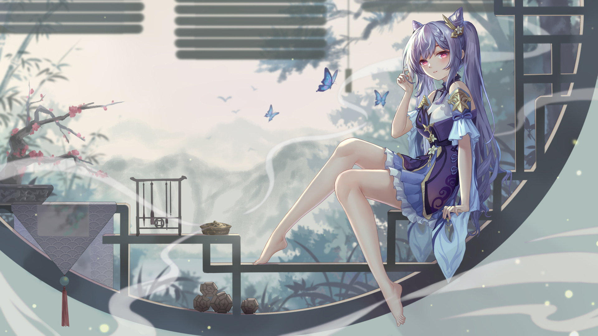 ['原神 刻晴 4K 壁纸 二次元 高清 美腿 JK制服']