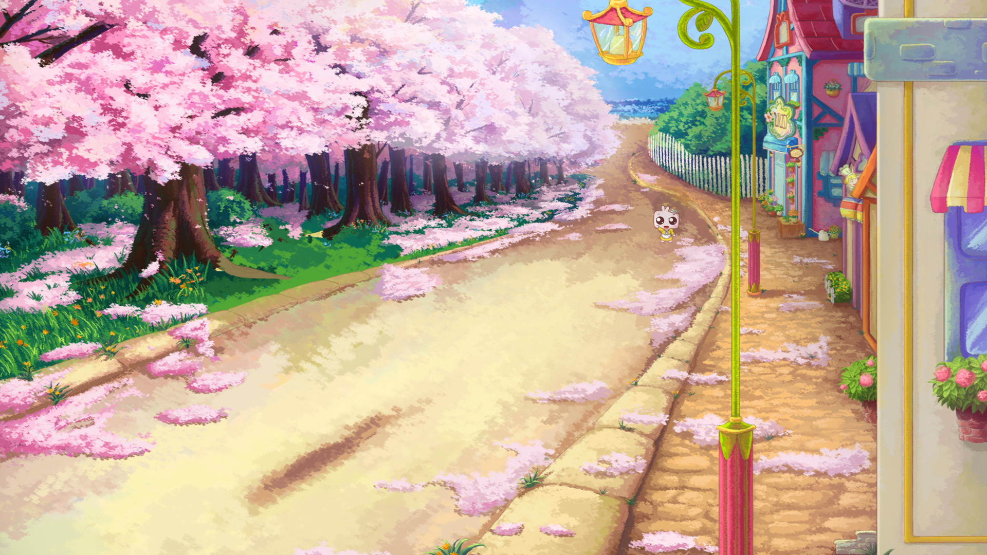 ['可爱萌风樱花花瓣囧囧桌面壁纸']