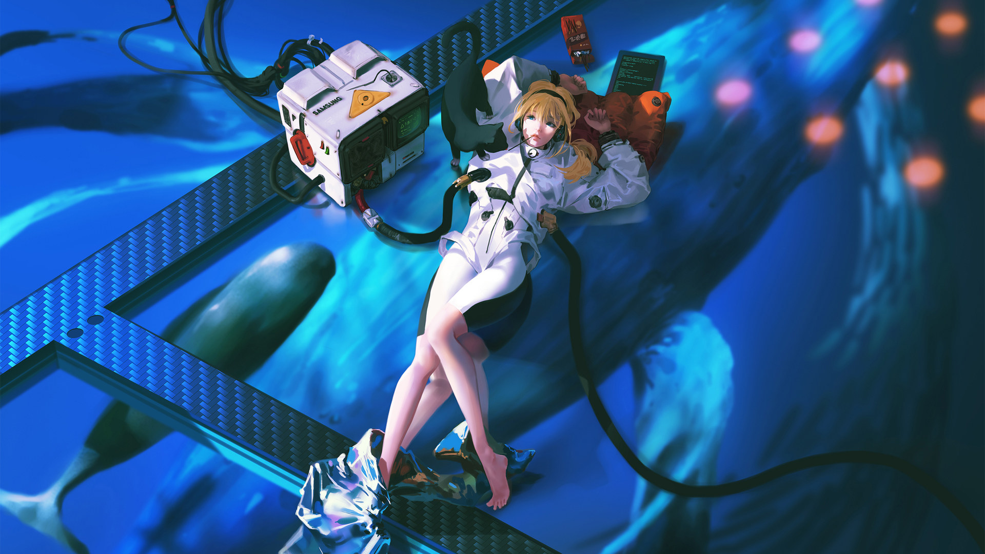 ['2K唯美女孩鲸鱼动漫壁纸']