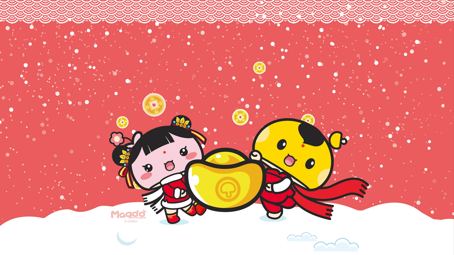 ['2017鸡年 蘑菇点点 情侣 贺岁 桌面壁纸']