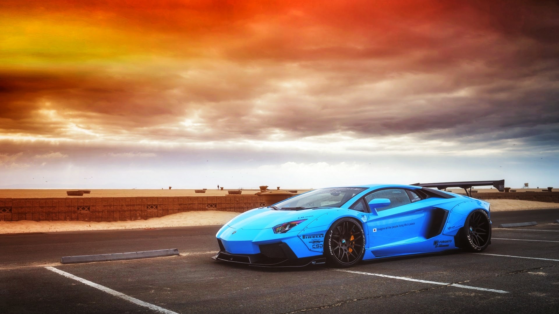 ['兰博基尼Aventador LP720-4 蓝色超级跑车高清桌面壁纸4K']