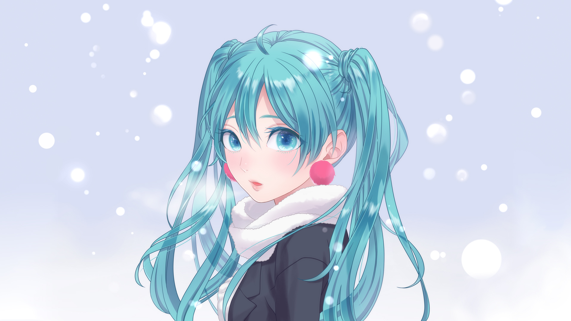 ['雪初音 冬天 高清壁纸 2k']