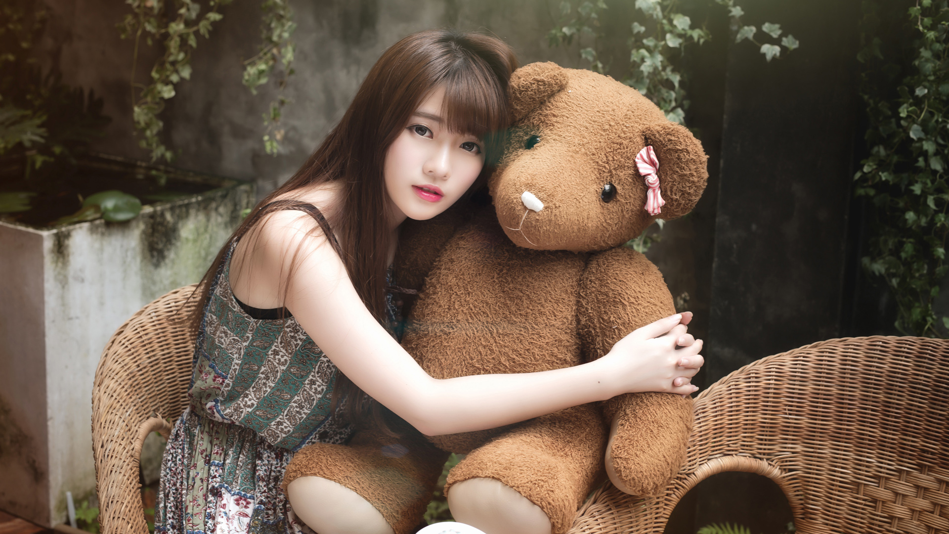 ['清纯美女 泰迪熊 壁纸 4K高清 桌面 精选']