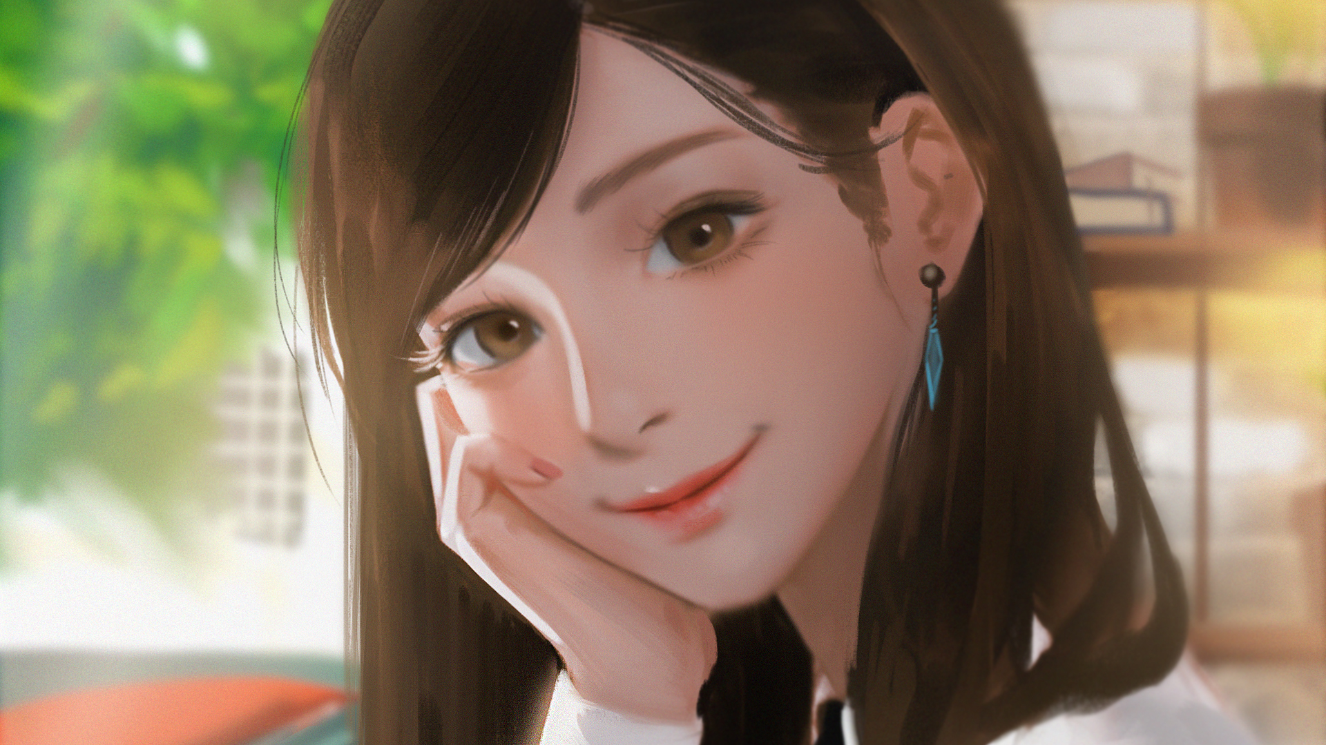 ['校园 清纯 可爱 女生 手绘插画 高清壁纸']