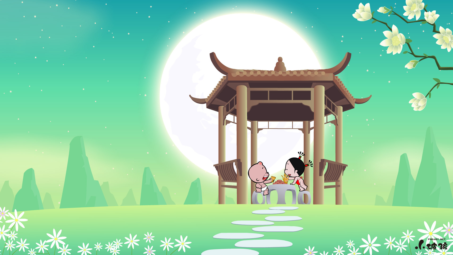 ['小破孩 中秋 壁纸 桌面壁纸']