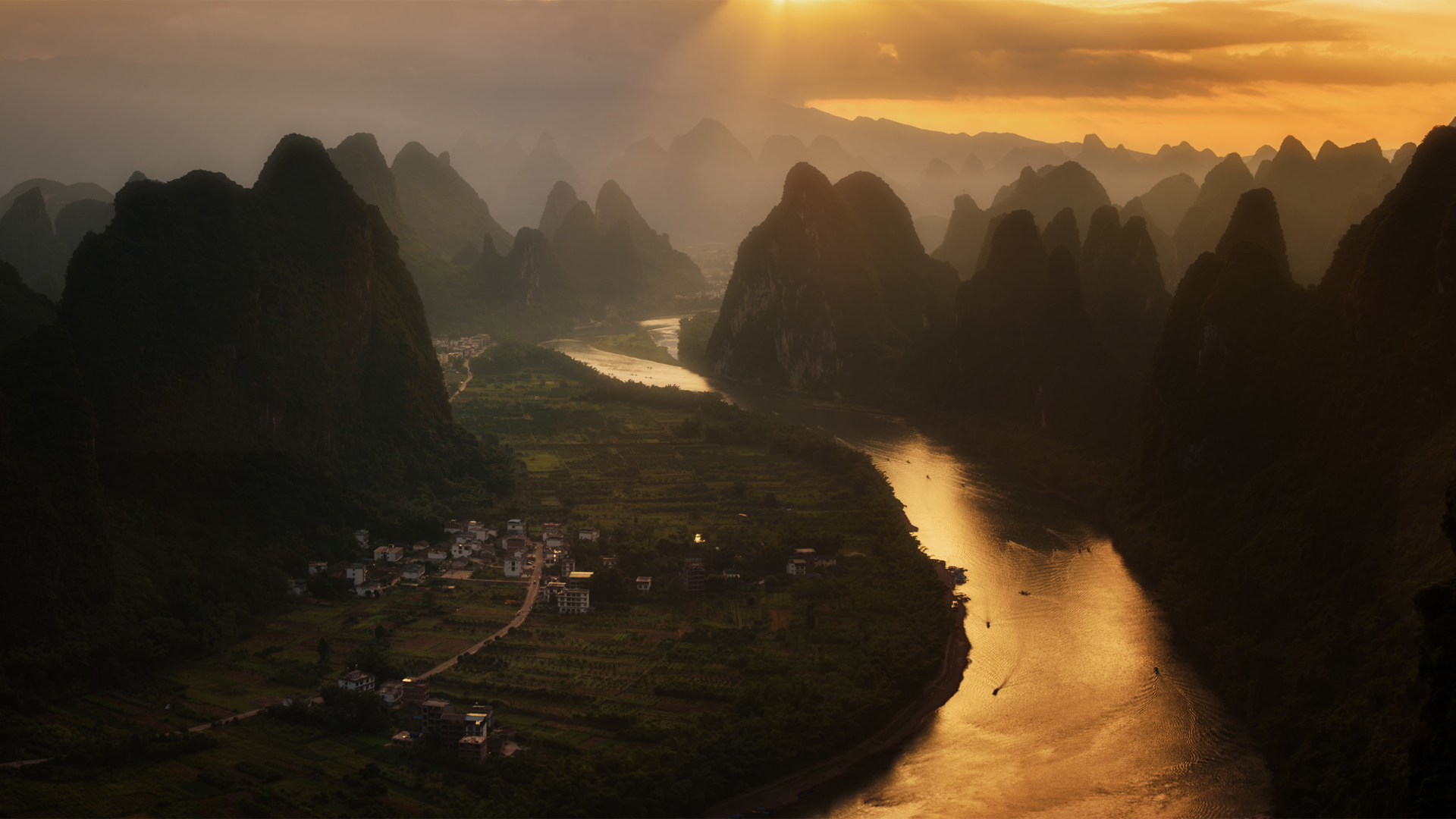 ['桂林阳朔 漓江山水 高清风景壁纸']