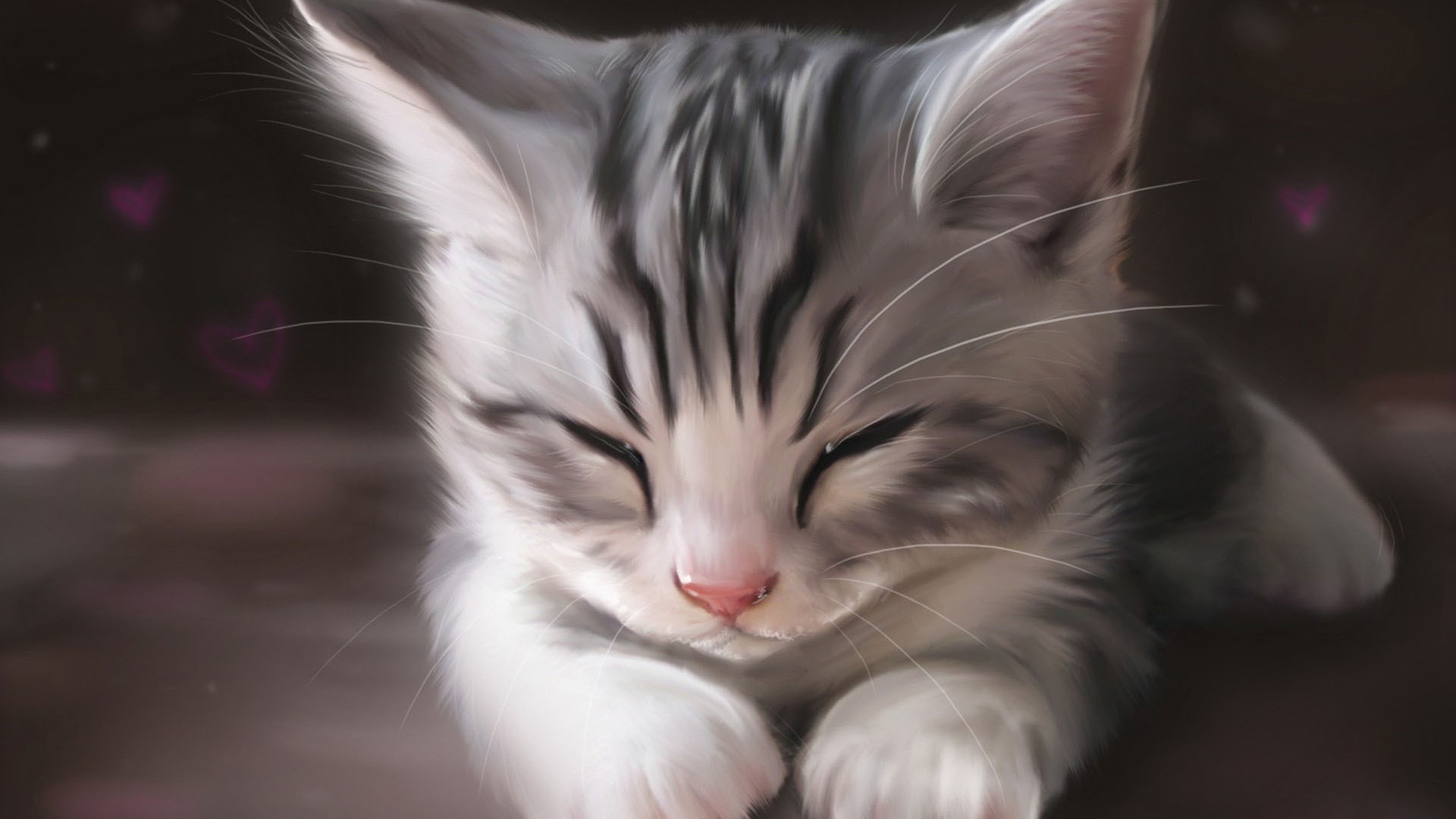 ['猫咪绘画 可爱小猫 卡通插画 壁纸素材']