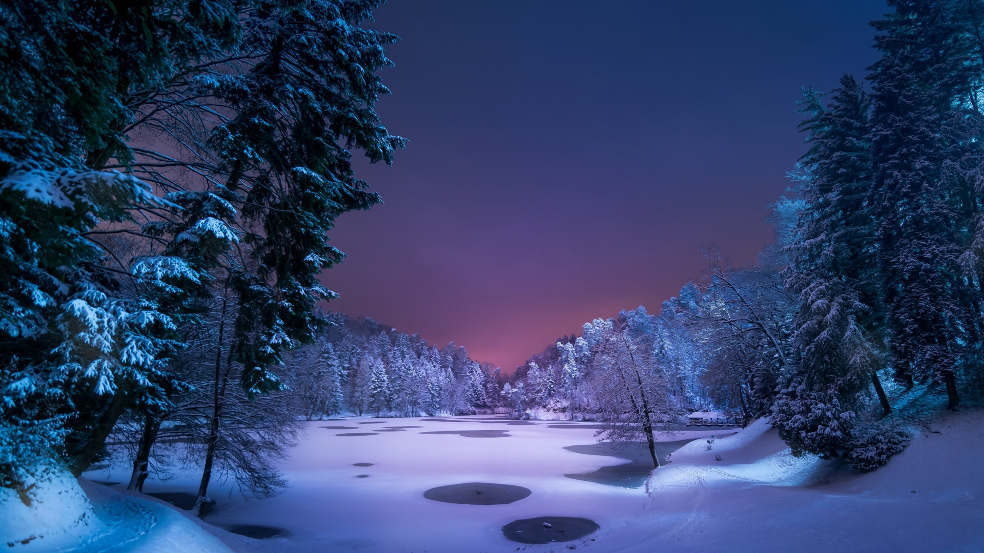 ['冬季 雪景 湖泊 自然风光 高清桌面壁纸']