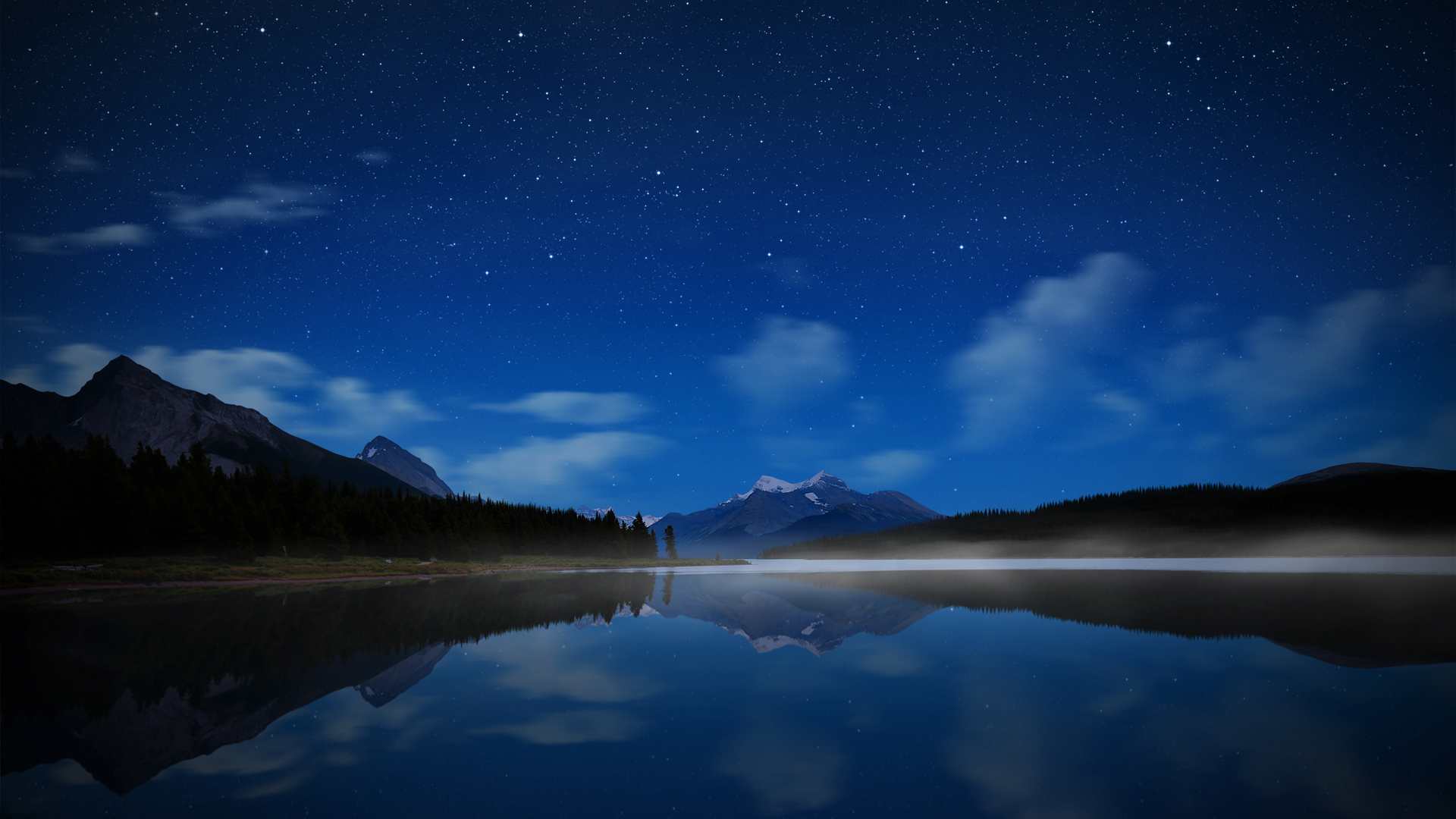 ['玛琳湖 夜景星空 冰湖摄影 壁纸']