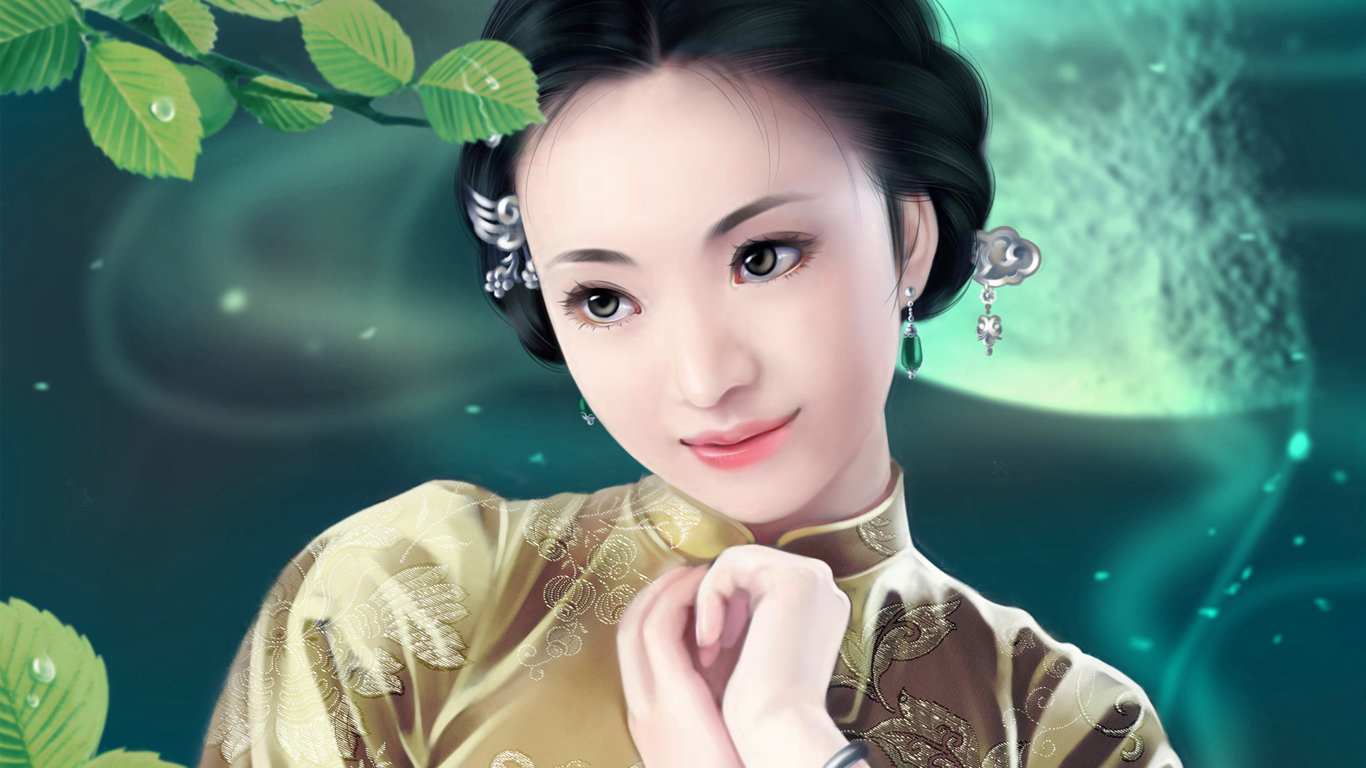 ['中国风古风美女壁纸高清桌面汉服古典旗袍气质']