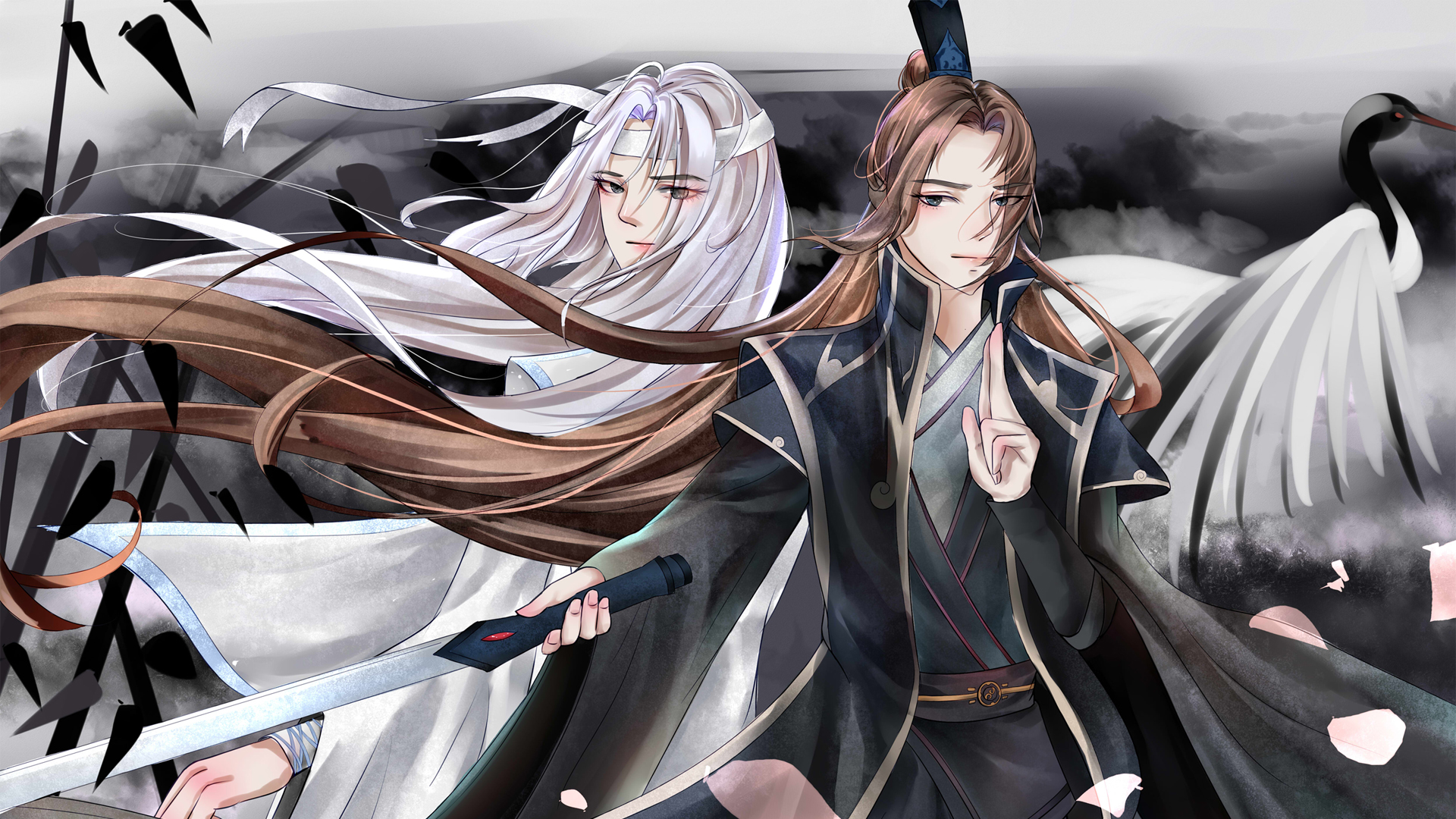 ['魔道祖师 忘羡CP 蓝忘机 魏无羡 古风 高清 手机壁纸']