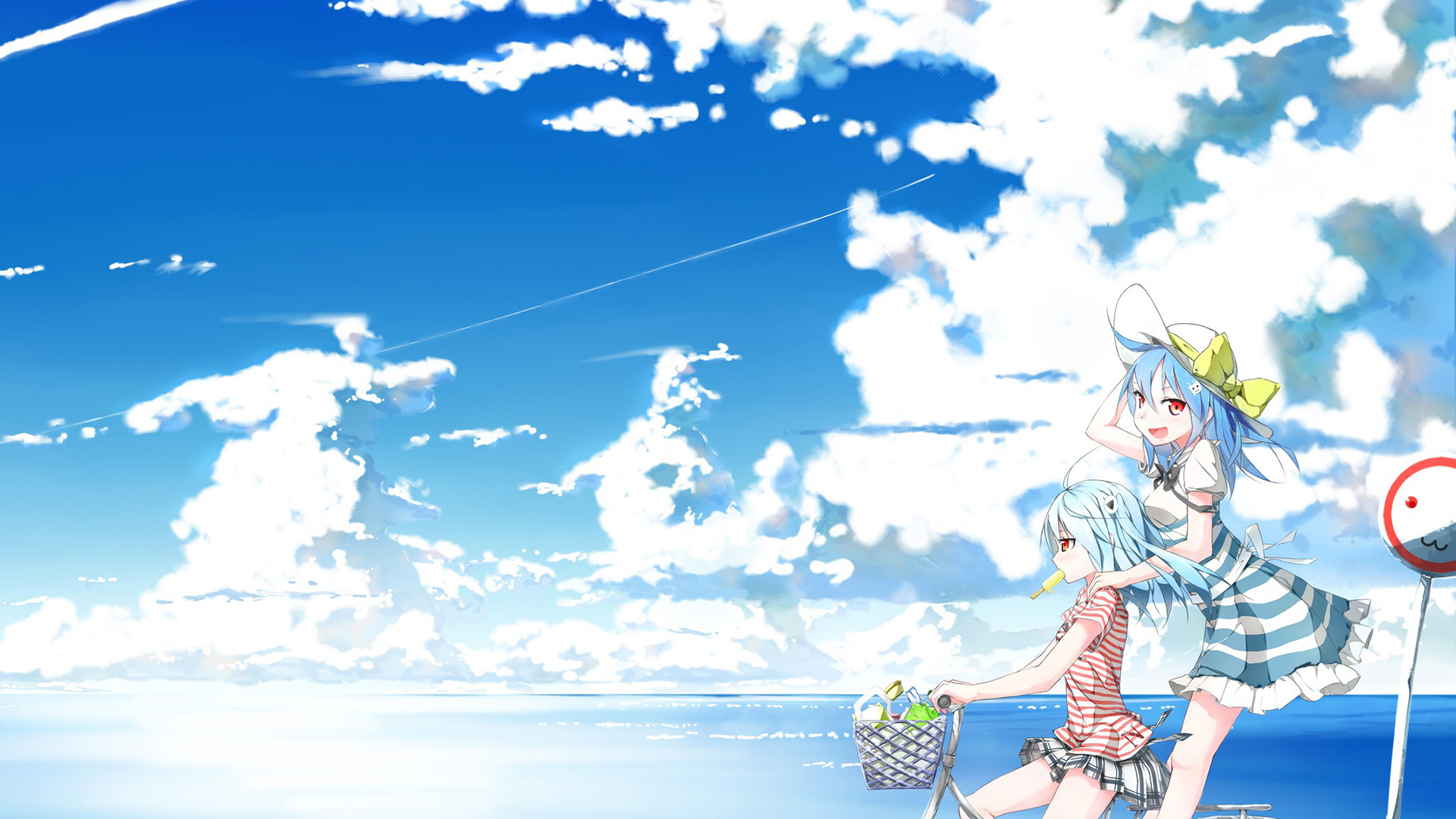 ['动漫少女 夏日 清新 天空 晴朗 凉爽 ACG 被风吹过的夏天 动漫壁纸']