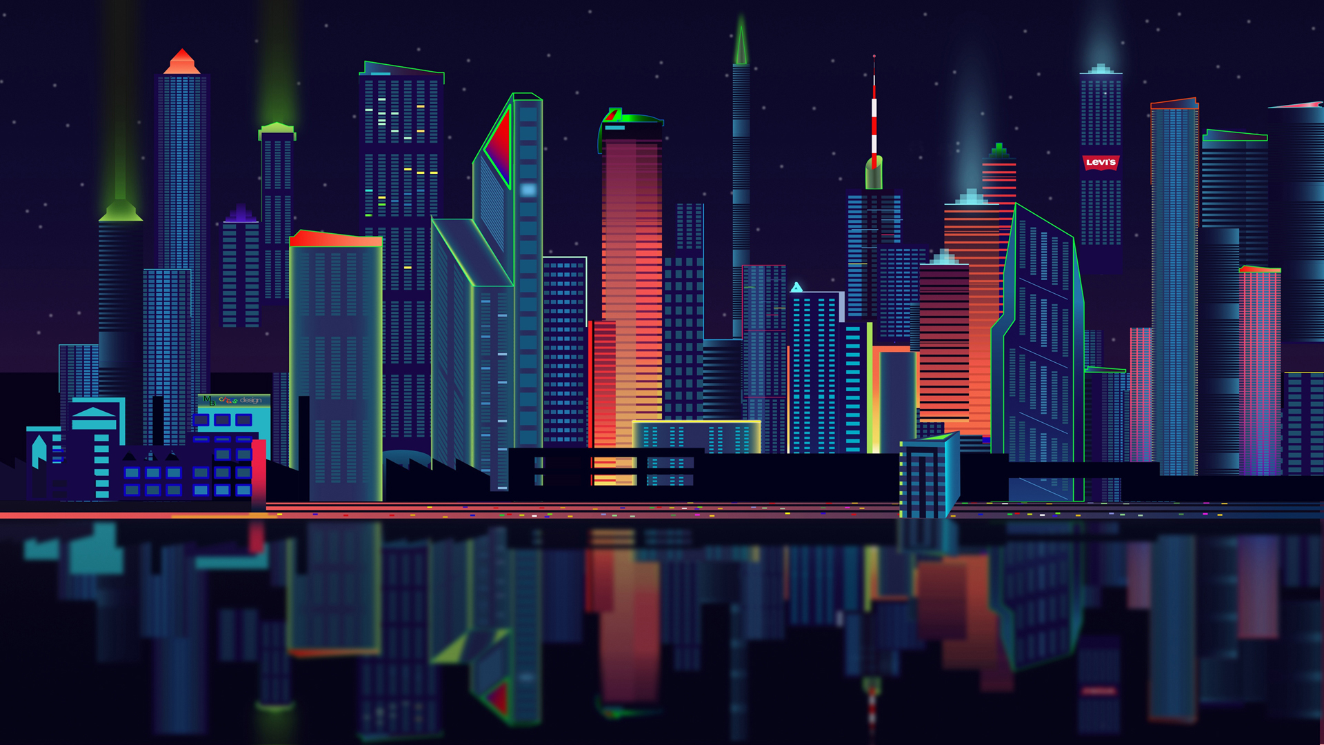 ['矢量城市全景 壁纸 城市剪影 桌面背景 矢量图']