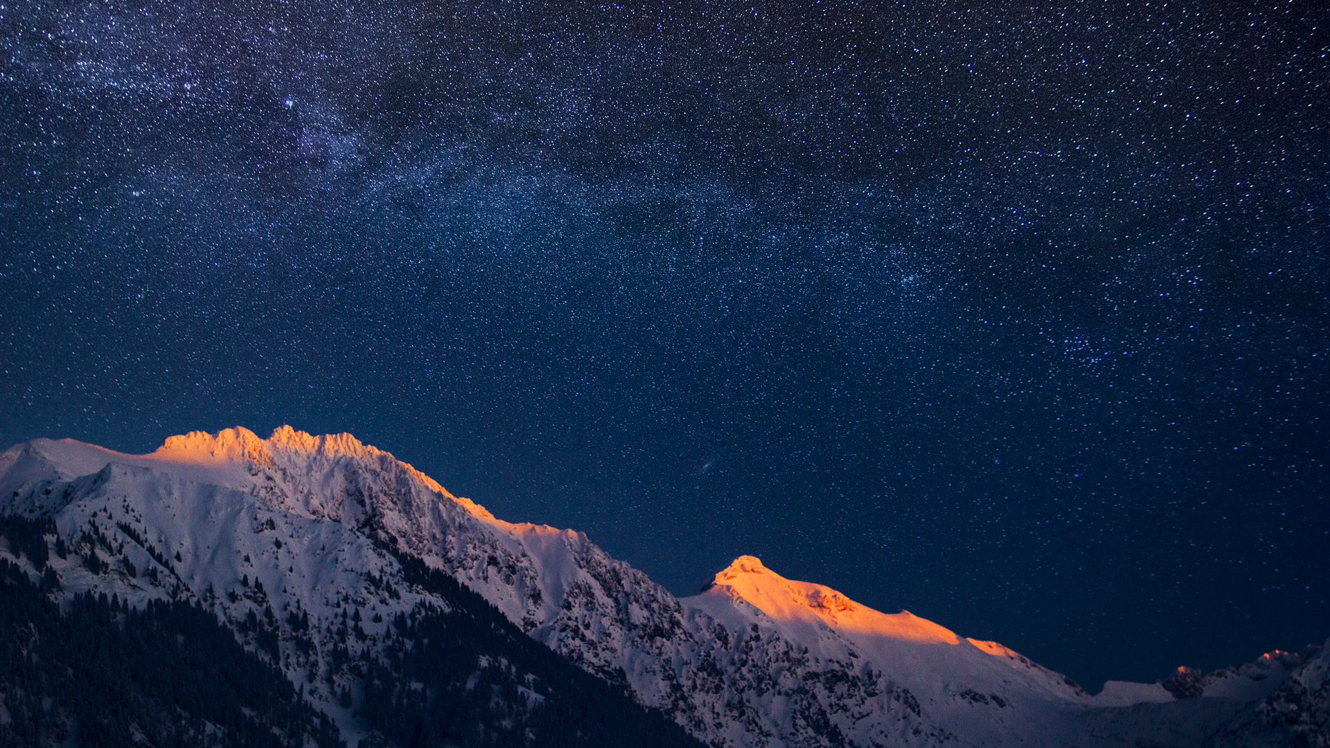 ['阿尔卑斯山 星空 自然景观 高清桌面壁纸']