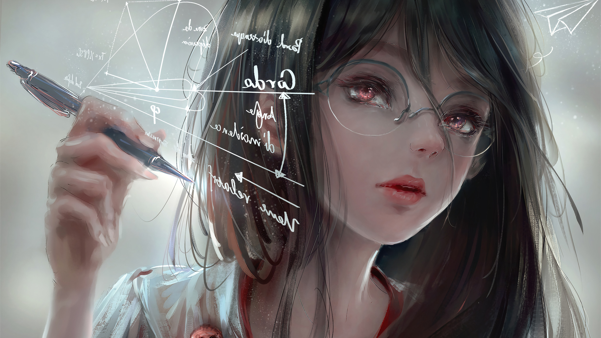 ['女工程师 戴眼镜 厚涂 板绘 4K动漫壁纸']