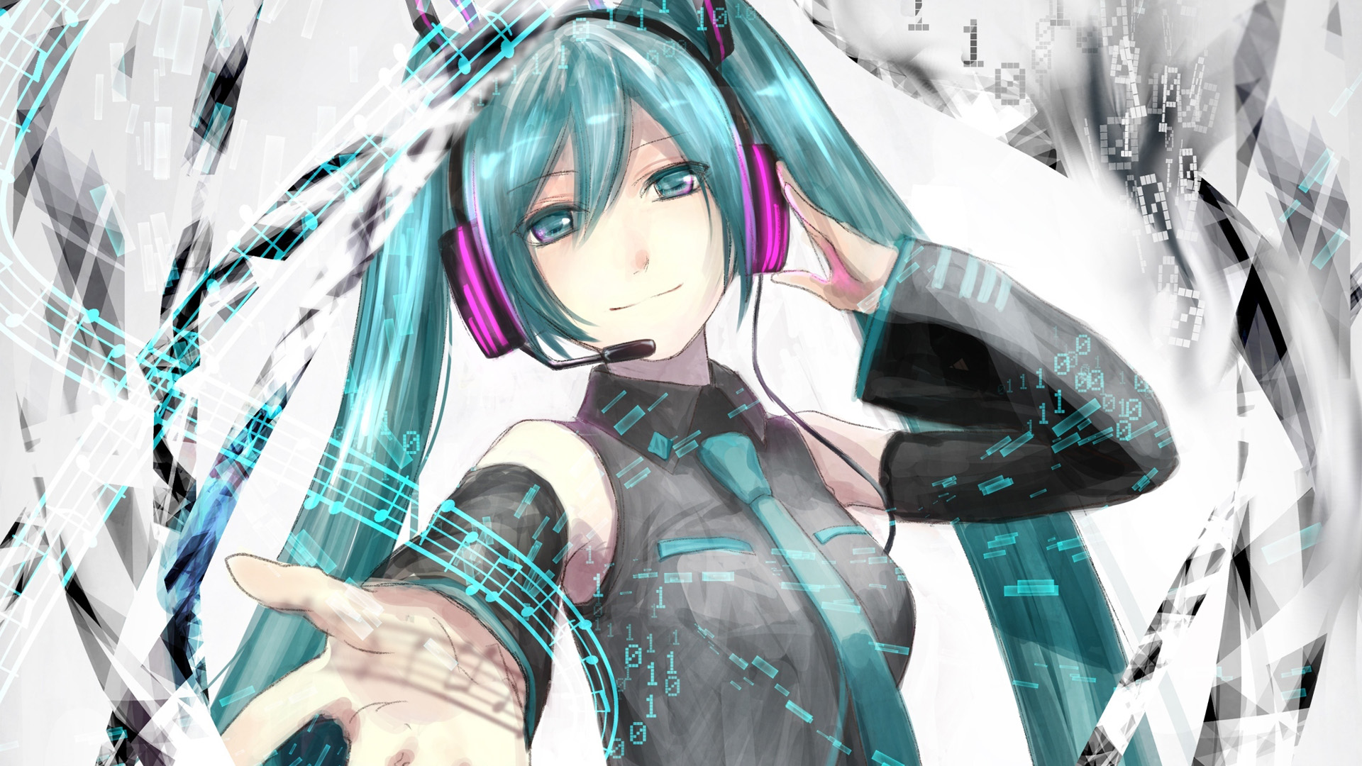 ['初音未来女孩手部特写动漫电脑壁纸4K高清']
