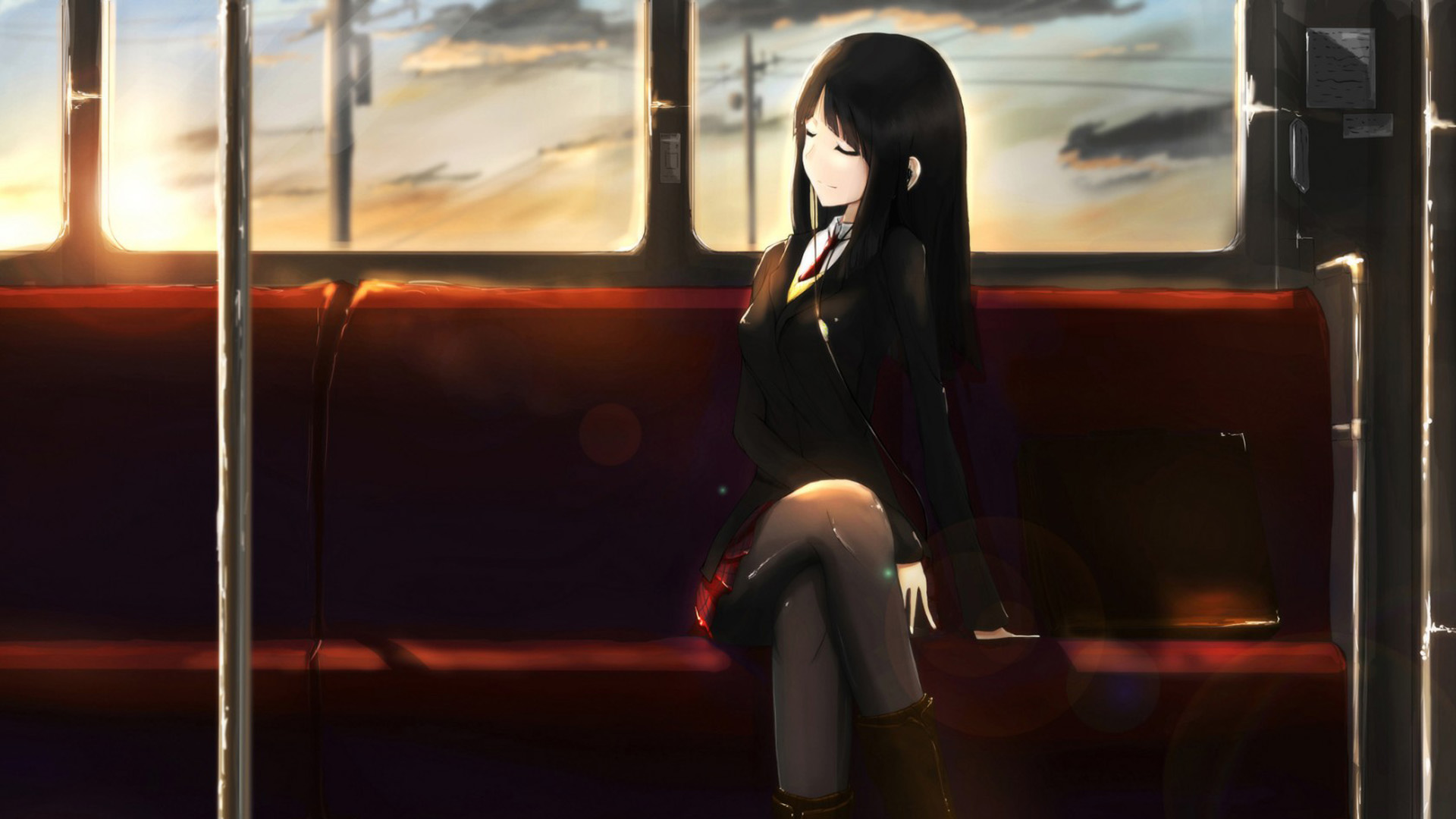 ['地铁女孩微笑高清壁纸']