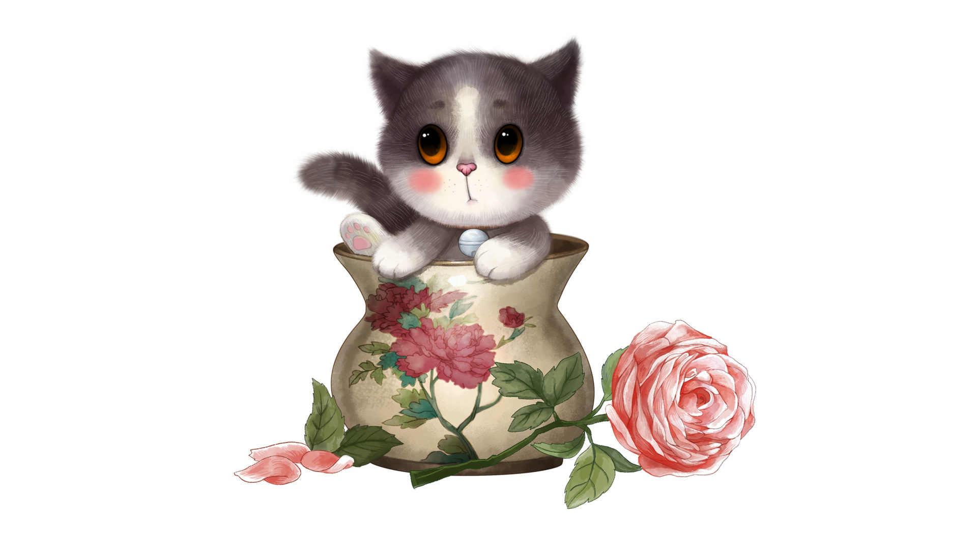['花瓶喵 Q萌猫咪 高清桌面壁纸 含多种唯美风格']