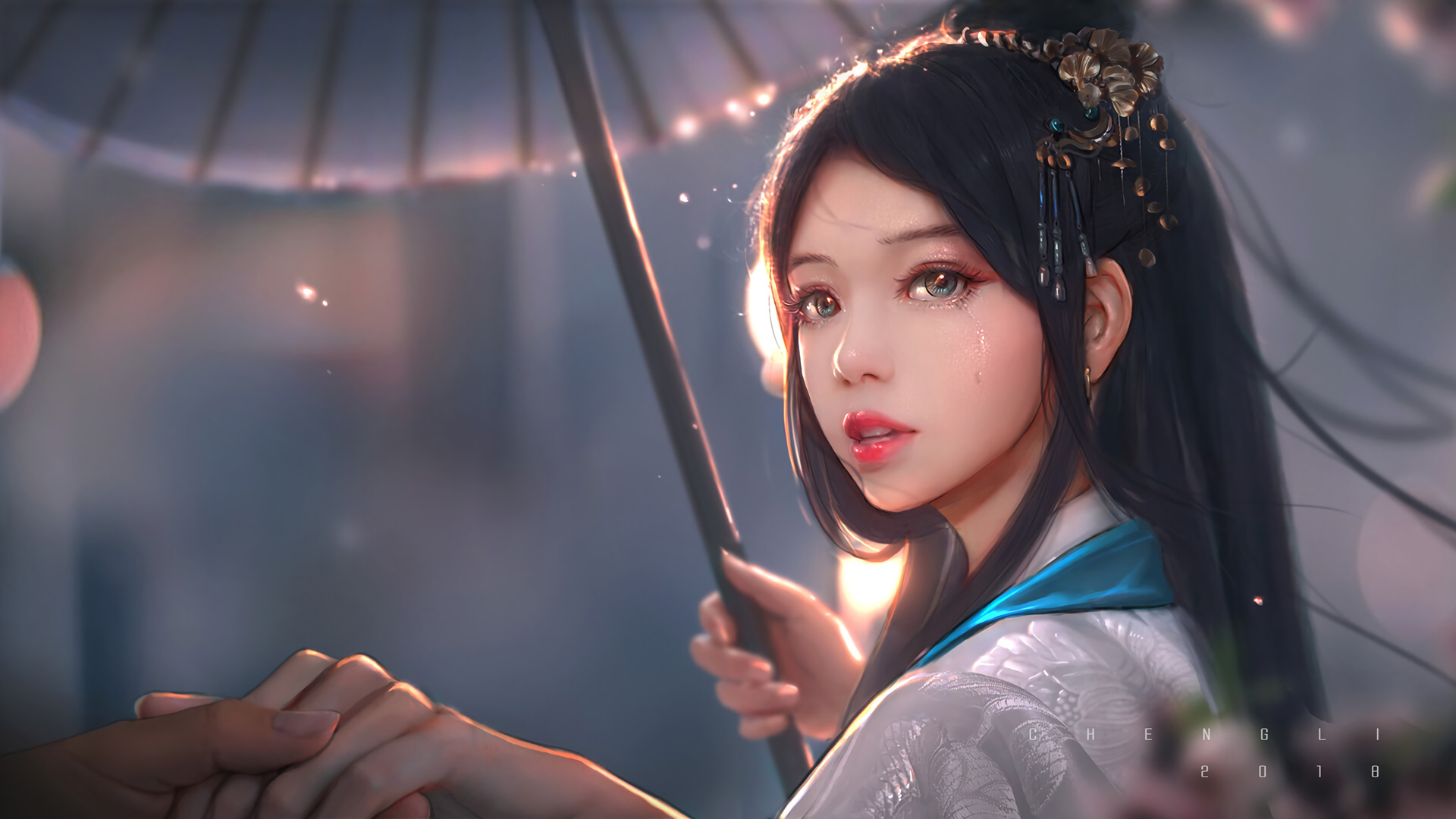 ['古风女子 撑伞 唯美意境 动漫壁纸']