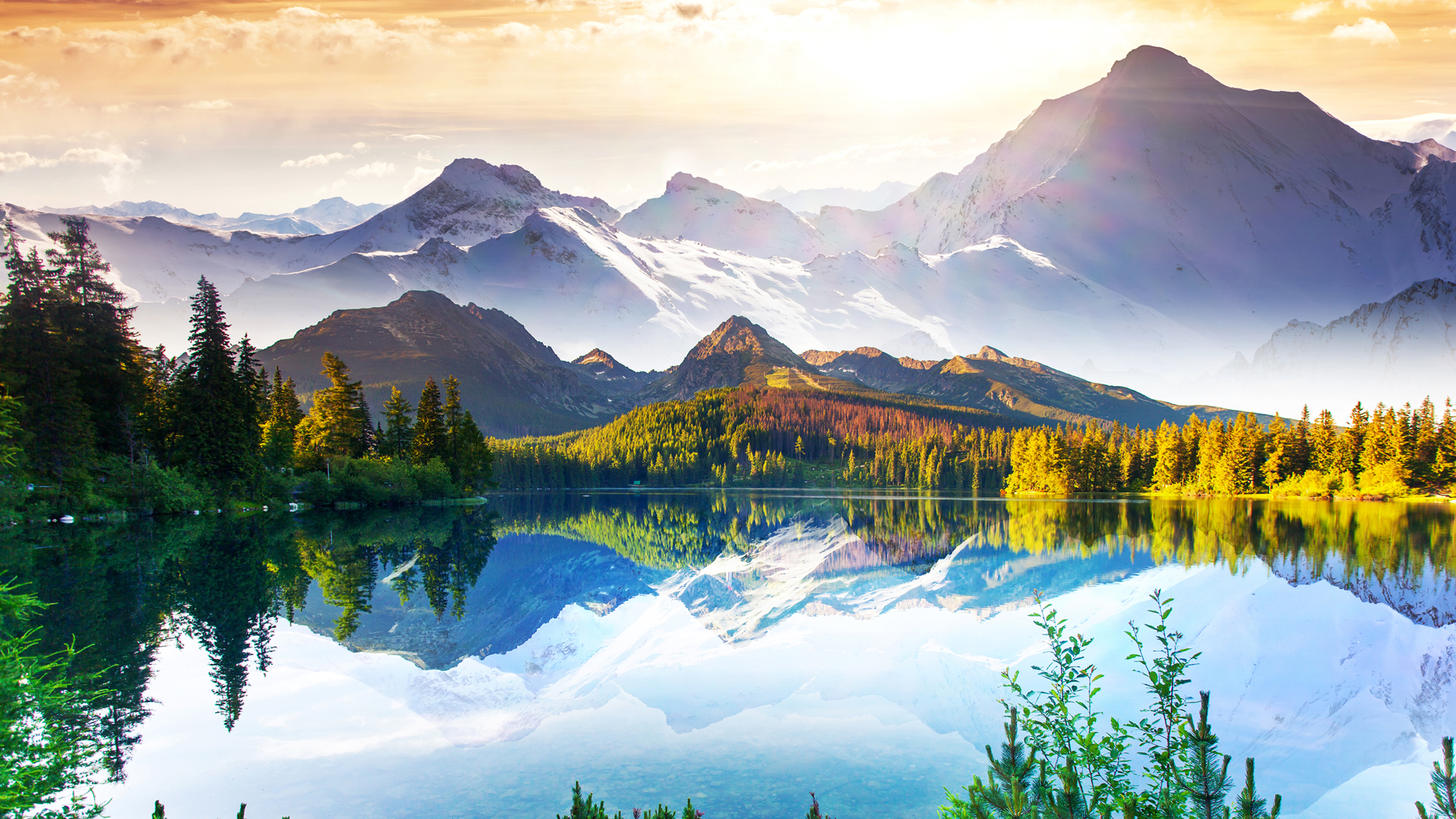 ['湖泊风景 高山湖泊 自然风光 高清壁纸 山水美图 电脑壁纸']