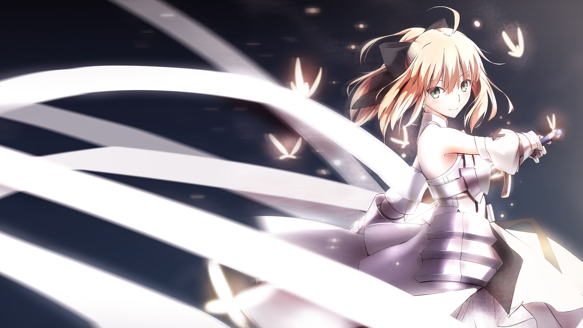 ['Fate系列 魔术师 持剑少女 蝴蝶元素 4K高清壁纸']