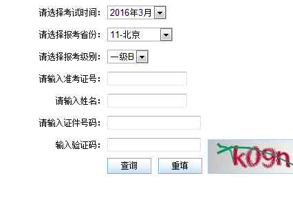 英语级成绩查询系统网页截图