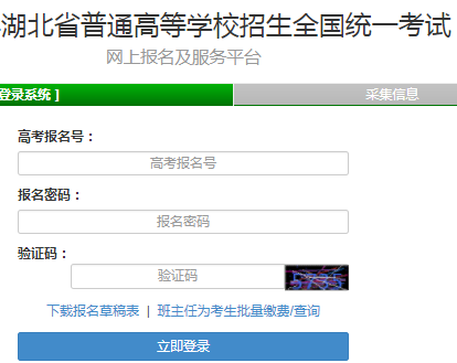湖北省普通高等学校招生全国统一考试网上报名及服务平台网页截图